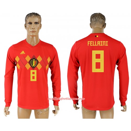 Maillot/Tenue Belgique Marouane Fellaini 8 Domicile Coupe du monde 2018 Manche Longue