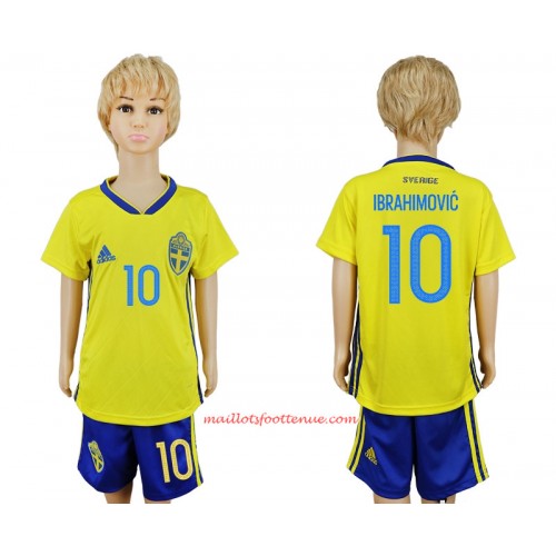 Maillot/Tenue Suède Zlatan Ibrahimovic 10 Enfant Domicile Coupe du monde 2018